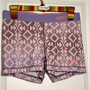 Nike Pro Women's Purple Patterned Athletic Shorts